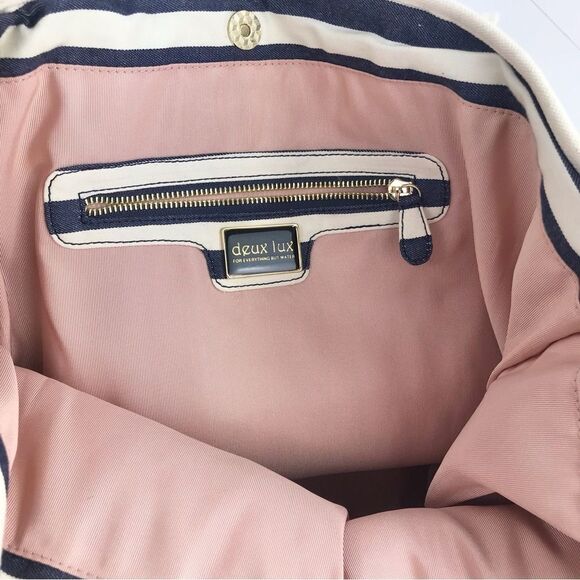 Deux Lux X Everything But Water Navy Blue Gold Sequin Nautical Canvas Tote Bag - Picture 15 of 16